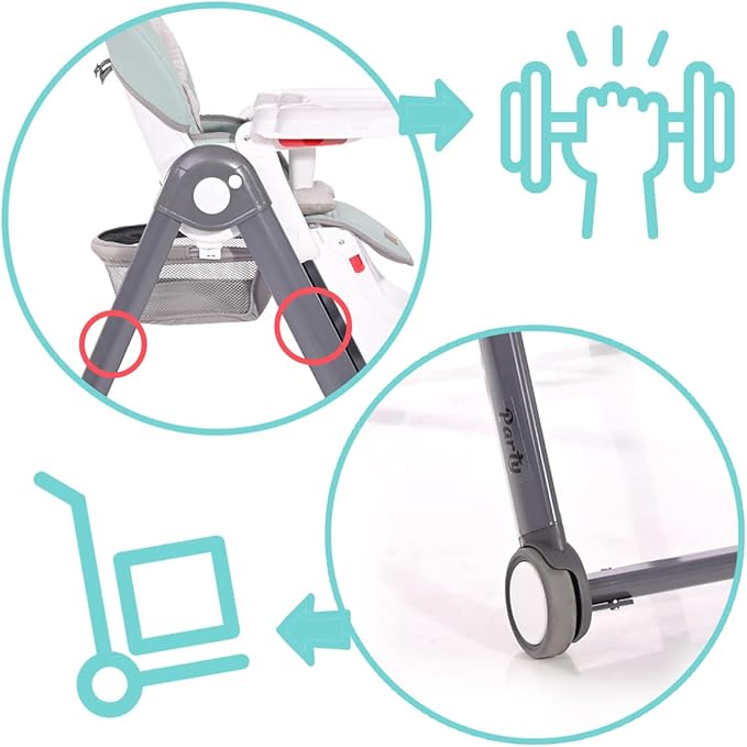 HIGH CHAIR PARTY COOL GREY LEATHER ΚΑΡΕΚΛΑ ΦΑΓΗΤΟΥ