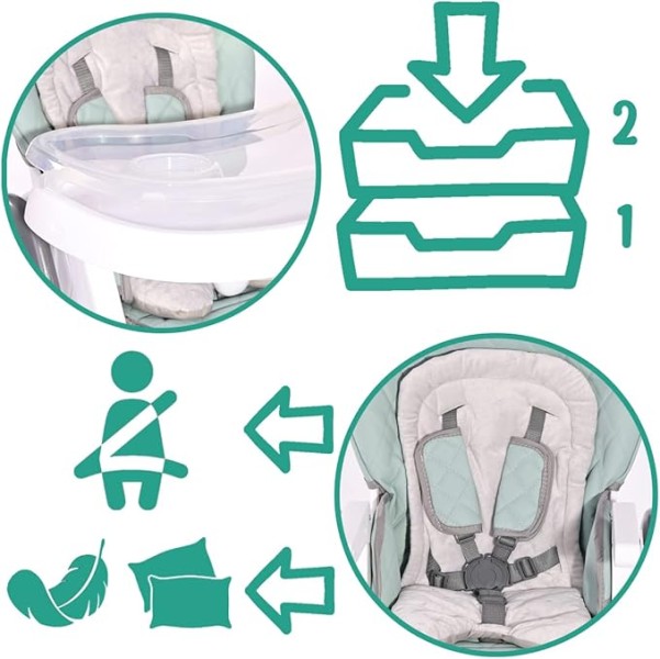 HIGH CHAIR PARTY COOL GREY LEATHER ΚΑΡΕΚΛΑ ΦΑΓΗΤΟΥ