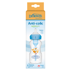 Dr Brown's Options+ Πλαστικό Μπιμπερό Με Φαρδύ Λαιμό 270ml Μπλε