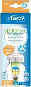 Dr Brown Μπιμπερό πλαστικό Options+ με φαρδύ λαιμό Λαγουδάκι (Φ.Λ.) 330 ml