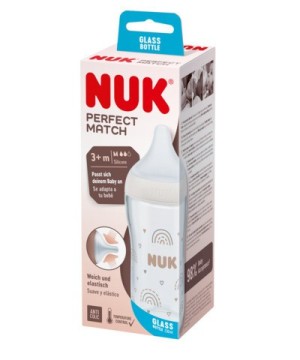 NUK ΜΠΙΜΠΕΡΟ PERFECT MATCH ΓΥΑΛΙΝΟ 230ml (ΣΙΛΙΚ.)TEMP.CONTROL