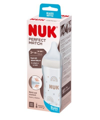 NUK ΜΠΙΜΠΕΡΟ PERFECT MATCH ΓΥΑΛΙΝΟ 230ml (ΣΙΛΙΚ.)TEMP.CONTROL