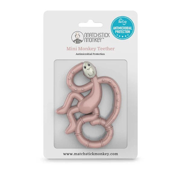 MINI MONKEY TEETHER - DUSTY PINK - Matchstick Monkey