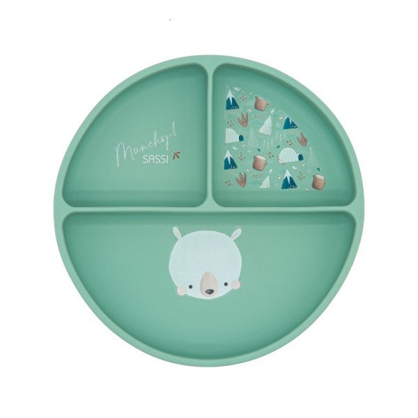 Sassi πιάτο σιλικόνης LFGB με χωρίσματα Baby led weaning  bear