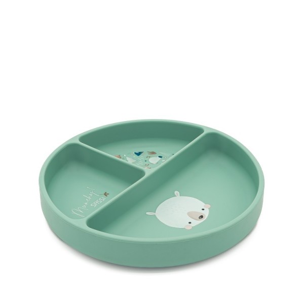 Sassi πιάτο σιλικόνης LFGB με χωρίσματα Baby led weaning  bear