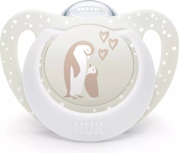 NUK ΨΕΥΔΟ/ΤΡΟ ΣΙΛΙΚ.FIRST CHOICE ΜΕΓ.1 1/ΤΕΜ ΜΕ ΘΗΚΗ PENGUIN