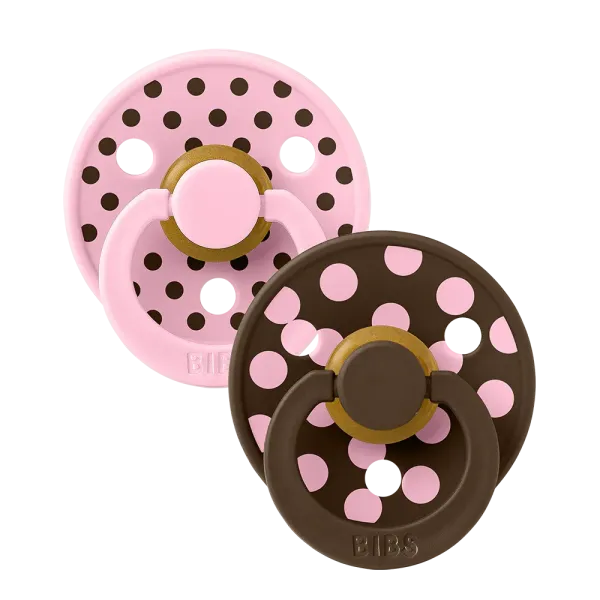 Πιπίλες STUDIO Colour 2 Τεμάχια Polka - Baby Pink/Mocha - No 2