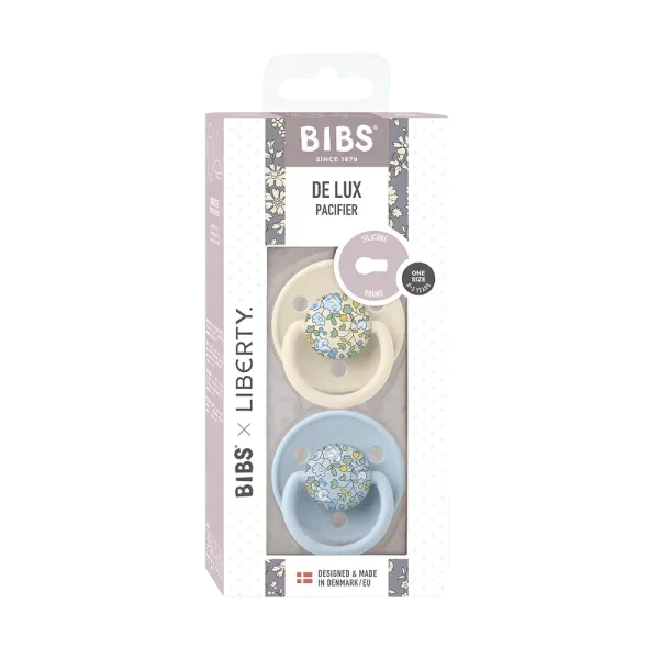 BIBSxLIBERTY ΠΙΠΙΛΕΣ DE LUX 2 PACK SILICONE ONESIZE ELOISE BABY BLUE MIX