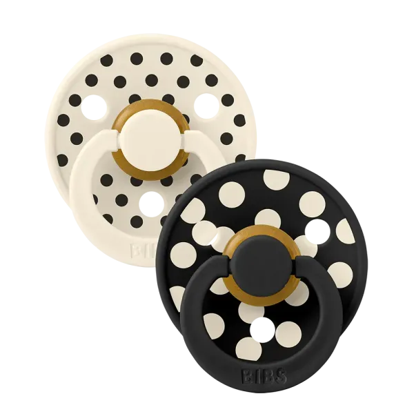 BIBS STUDIO COLLECTION ΣΕΤ ΠΙΠΙΛΕΣ 2ΤΜΧ – POLKA DOT- BLACK / IVORY – ΣΤΡΟΓΓΥΛΗ No3