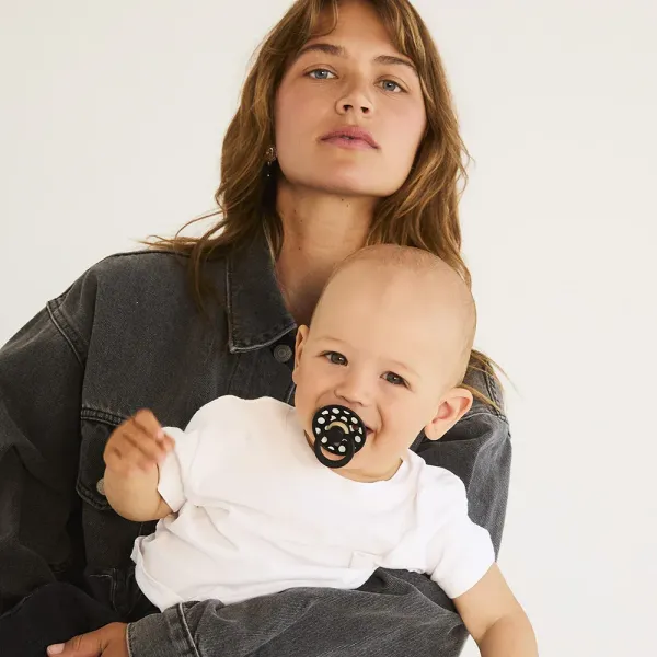BIBS STUDIO COLLECTION ΣΕΤ ΠΙΠΙΛΕΣ 2ΤΜΧ – POLKA DOT- BLACK / IVORY – ΣΤΡΟΓΓΥΛΗ No3