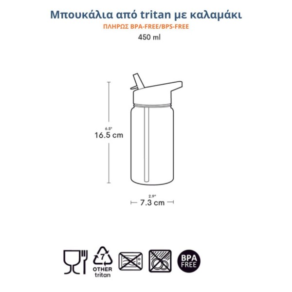 Παιδικό Παγούρι από Tritan 450ml - Vehicles - A little lovely company