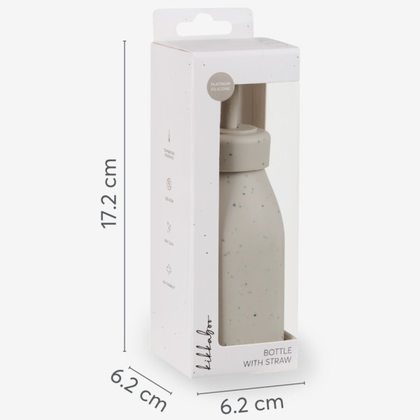 Bottle with straw Platinum Silicone Sand