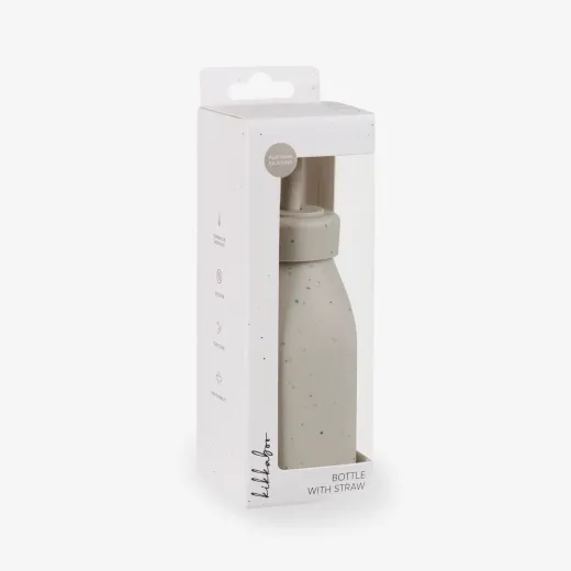 Bottle with straw Platinum Silicone Sand