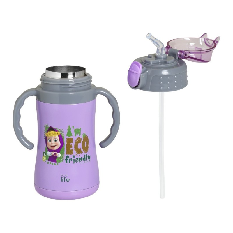 KIDS THERMOS 'MASHA -ECO FRIENDLY' 300ML (lilac)