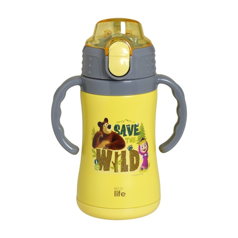 KIDS THERMOS 'MASHA -SAVE THE WILD' 300ML (yellow)