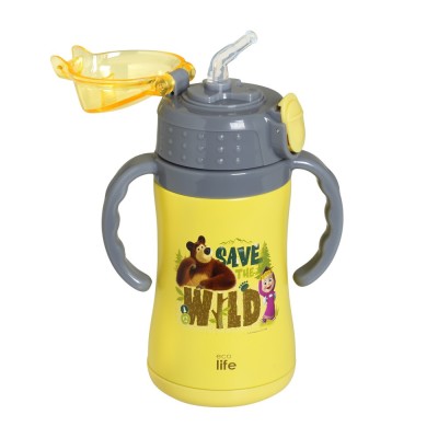 KIDS THERMOS 'MASHA -SAVE THE WILD' 300ML (yellow)