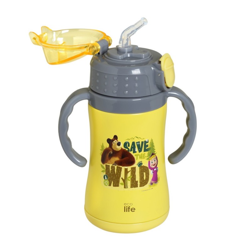 KIDS THERMOS 'MASHA -SAVE THE WILD' 300ML (yellow)