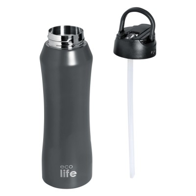 ΜΕΤΑΛΛΙΚΟ ΘΕΡΜΟΣ 550ml - ΓΚΡΙ ΜΕ ΚΑΛΑΜΑΚΙ