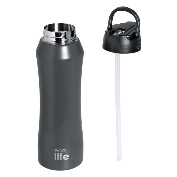 ΜΕΤΑΛΛΙΚΟ ΘΕΡΜΟΣ 550ml - ΓΚΡΙ ΜΕ ΚΑΛΑΜΑΚΙ