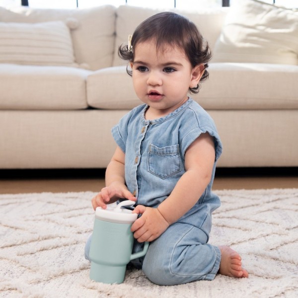 My 1st Tumbler - Mοοdy Blue  κύπελο με καλαμάκι σιλικόνης 260 ml - INFANTINO