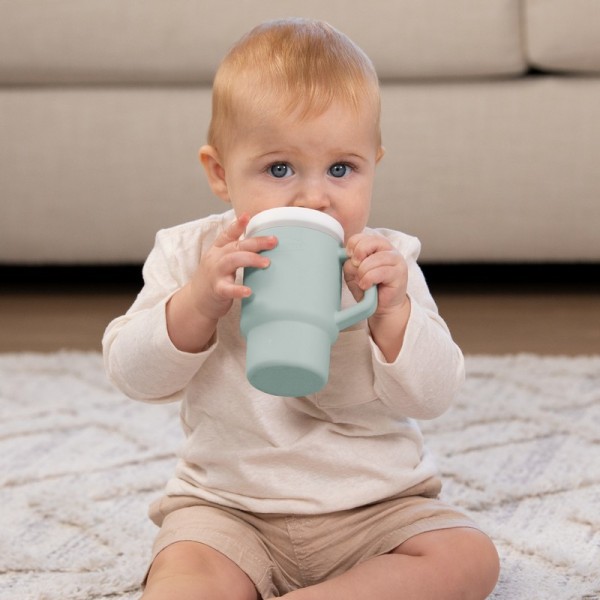 My 1st Tumbler - Mοοdy Blue  κύπελο με καλαμάκι σιλικόνης 260 ml - INFANTINO