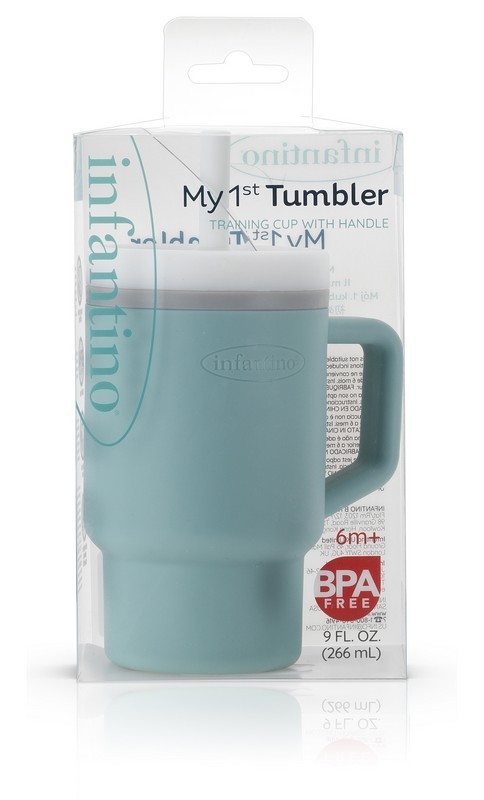 My 1st Tumbler - Mοοdy Blue  κύπελο με καλαμάκι σιλικόνης 260 ml - INFANTINO