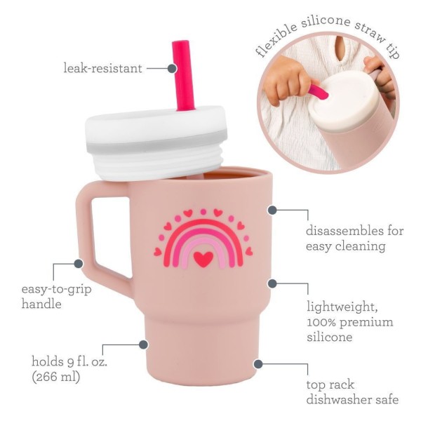 My 1st Tumbler -Valentines  κύπελο με καλαμάκι σιλικόνης 260 ml - INFANTINO
