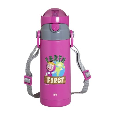 KIDS THERMOS 'MASHA -EARTH FIRST' 400ML (magenta)
