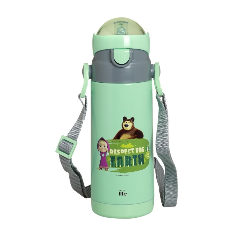 KIDS THERMOS 'MASHA -RESPECT THE EARTH' 400ML (mint)