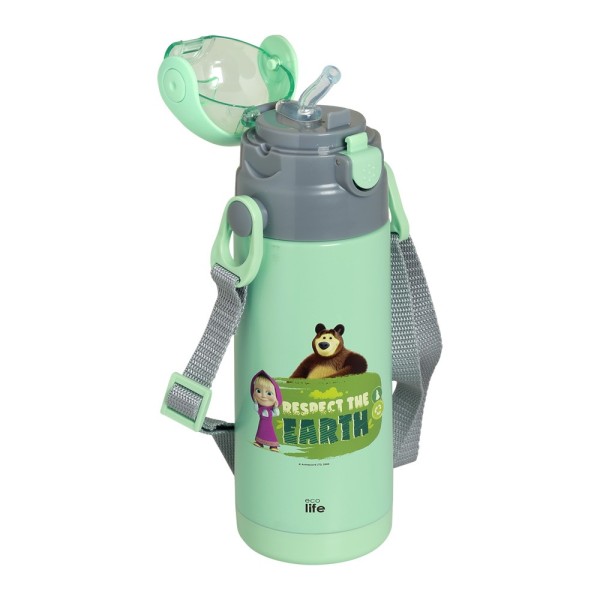 KIDS THERMOS 'MASHA -RESPECT THE EARTH' 400ML (mint)
