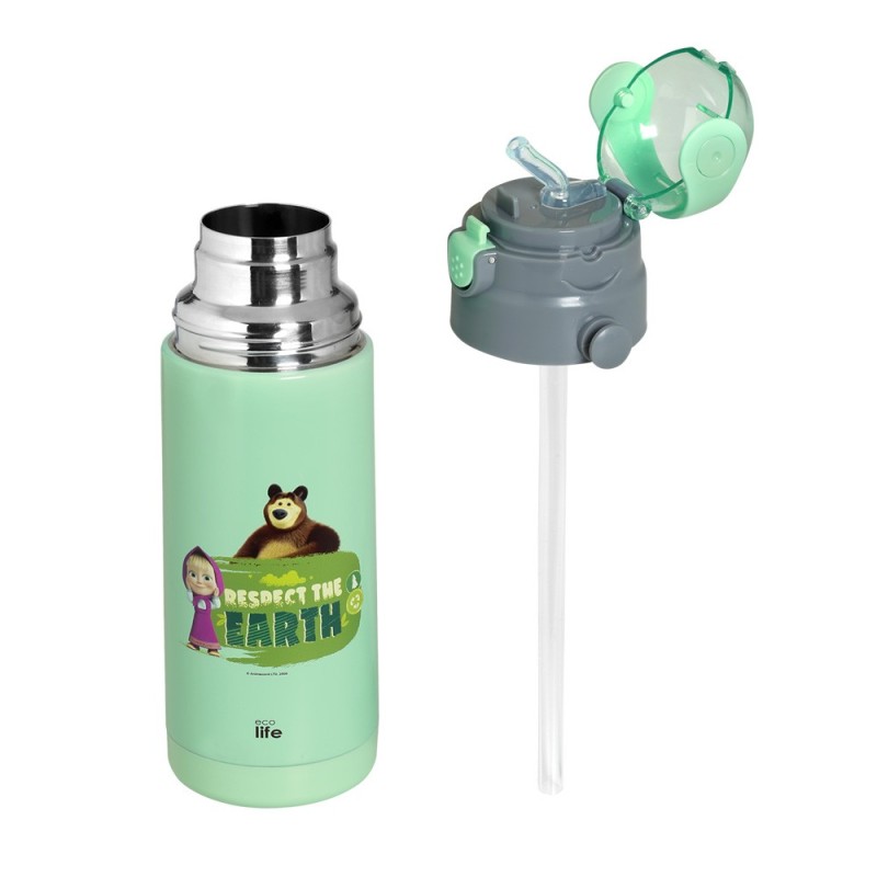 KIDS THERMOS 'MASHA -RESPECT THE EARTH' 400ML (mint)