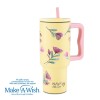 Θερμός tumbler ανοξείδωτο με πλαστικό καλαμάκι "We Care", Cream Floral 900ml - NAVA