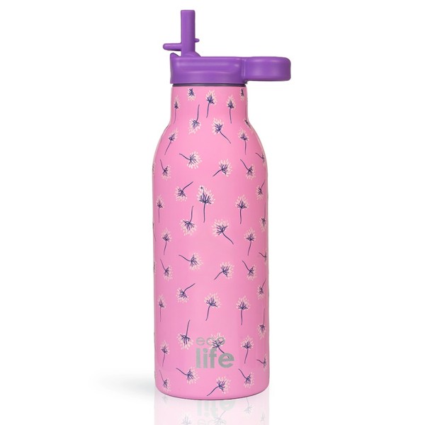 Pink Dandellion Thermos 550ml Με Εσωτερικό Καλαμάκι - Eco Life Pink Dandellion Thermos 550ml Με Εσωτερικό Καλαμάκι - Eco Life