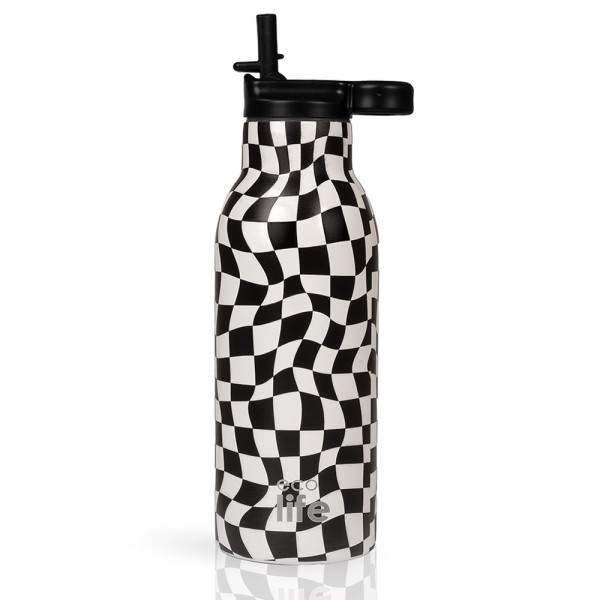 Black & White Thermos 550ml | Με Εσωτερικό Καλαμάκι - Eco Life