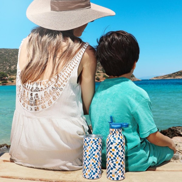 Color Squares Thermos 550ml | Με Εσωτερικό Καλαμάκι - Eco Life