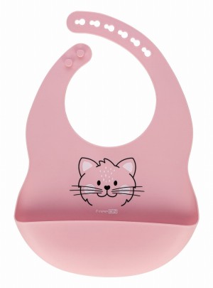 FREEON BIB SILICONE ANIMALS KITTY PINK