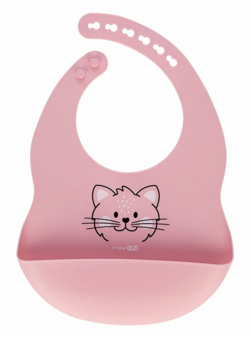 FREEON BIB SILICONE ANIMALS KITTY PINK FREEON BIB SILICONE ANIMALS KITTY PINK