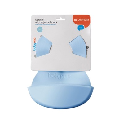 Σαλιάρα σιλικόνης 6m+ με θήκη περισυλλογής τροφής Μπλε