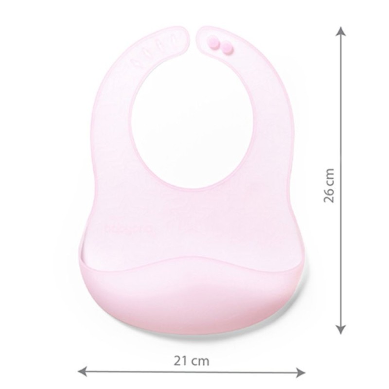 Σαλιάρα σιλικόνης 6m+ με θήκη περισυλλογής τροφίμων-Pink