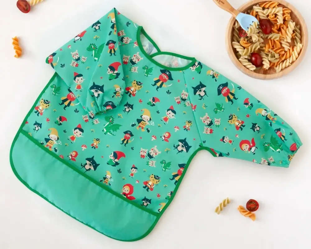 Αδιάβροχη Σαλιάρα-Ποδιά με Μανίκια Tales Μέντα