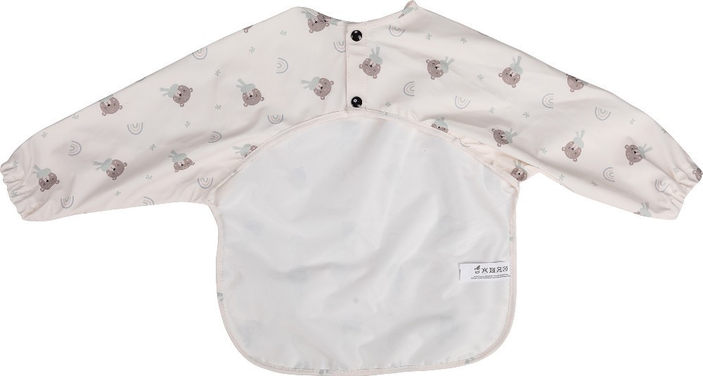 Αδιάβροχη ποδιά υφασμάτινη με μανίκια & τσέπη  Bear beige