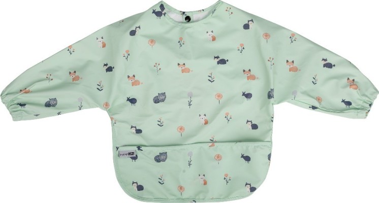 Αδιάβροχη ποδιά υφασμάτινη με μανίκια & τσέπη  Animal forest green