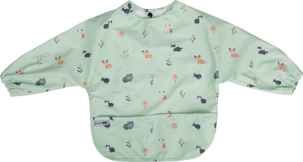 Αδιάβροχη ποδιά υφασμάτινη με μανίκια & τσέπη  Animal forest green