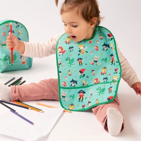 Αδιάβροχη Σαλιάρα με τσέπη Tales Μέντα