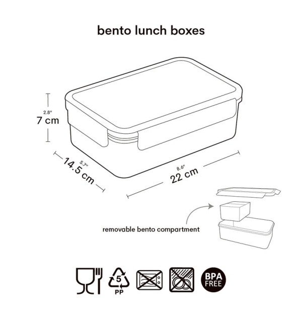 Δοχείο φαγητού Bento με χωρίσματα- 1,2 L- Forest Friends
