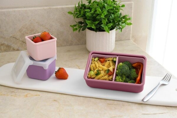 Melii – Bento Σιλικόνης 2 Θέσεων 700ml Blush/Berr