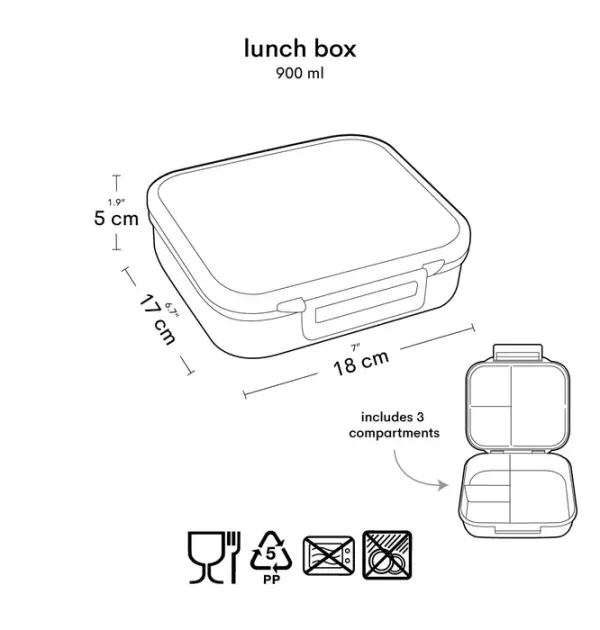 Δοχείο φαγητού Bento με χωρίσματα- 900ml - Dinosaur Δοχείο φαγητού Bento με χωρίσματα- 900ml - Dinosaur