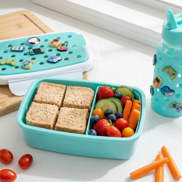 Bento Φαγητοδοχείο με Charms Μπλε - Meli