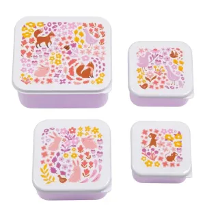 Σετ 4 δοχεία φαγητού Lunch & Snack Box -Flower garden - A Little Lovely Company