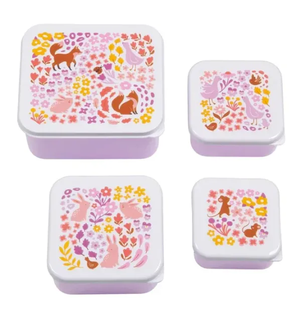 Σετ 4 δοχεία φαγητού Lunch & Snack Box -Flower garden - A Little Lovely Company